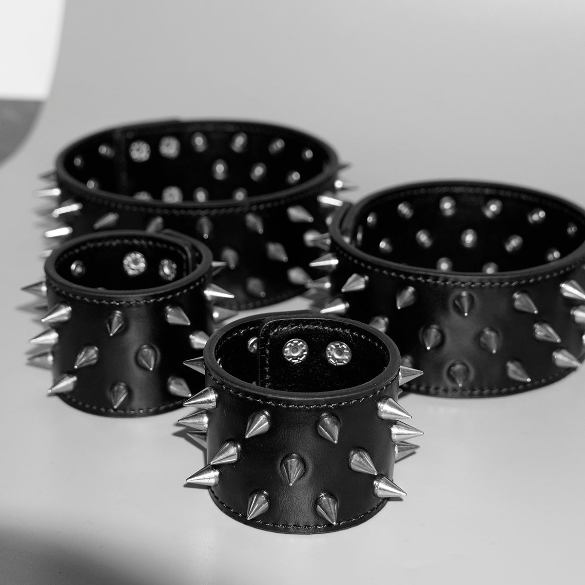Tumbled Leather Spike Band